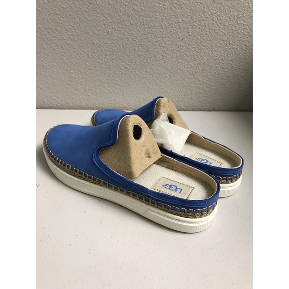 UGG Shoes Womens Size 9.5 Blue Leather Slip On Mule Clog Espadrille Comfort - Picture 4 of 11